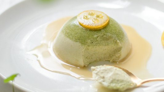 Matcha Panna Cotta With Sesame Glaze