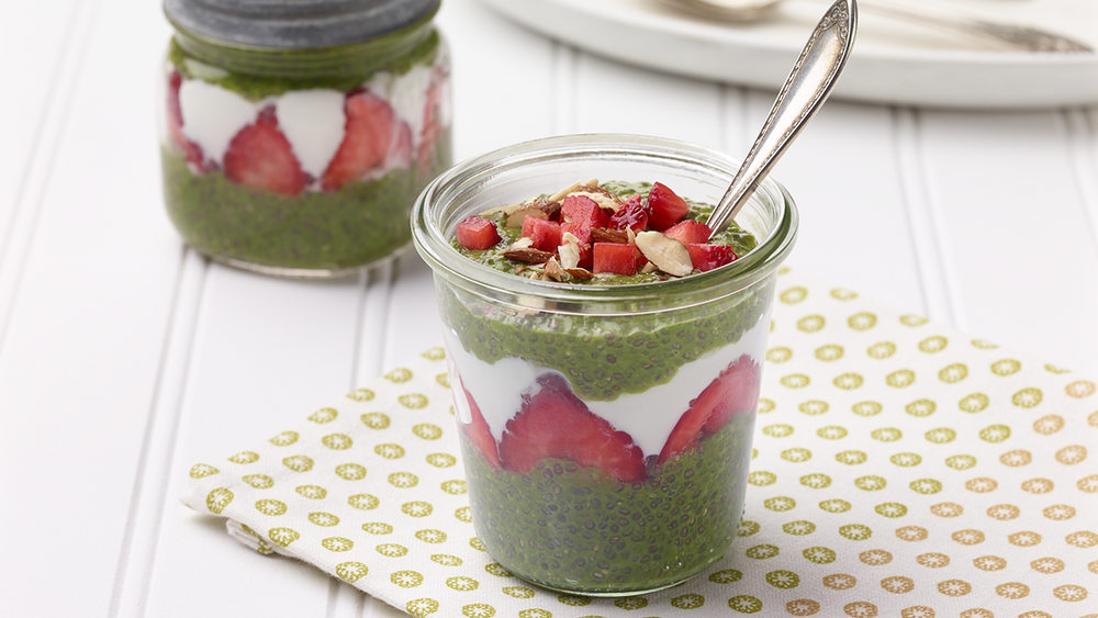 Vanilla Banana Chia Matcha Breakfast Pudding