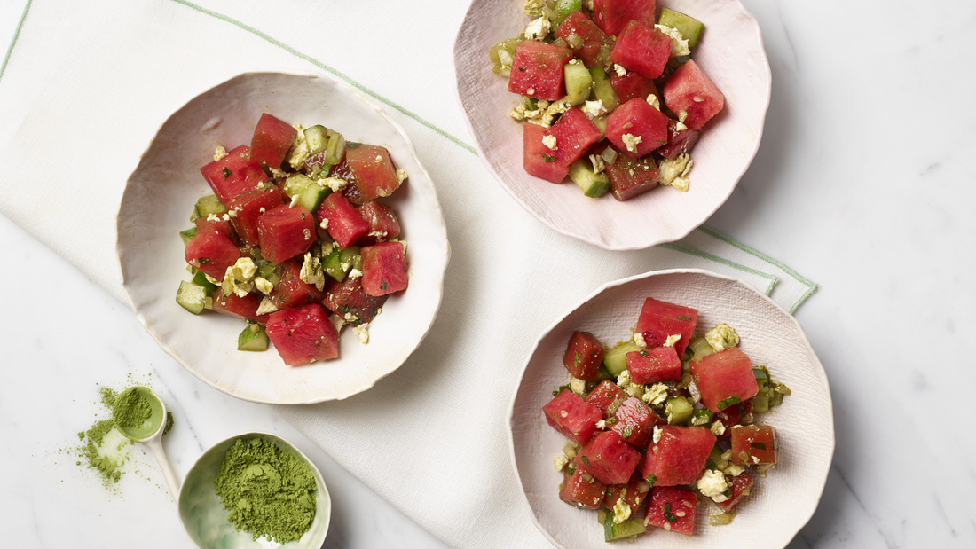 Watermelon, Cucumber And Matcha Salad