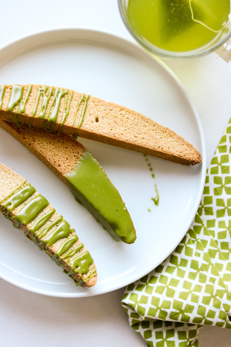 Easy Matcha Glazed Biscotti